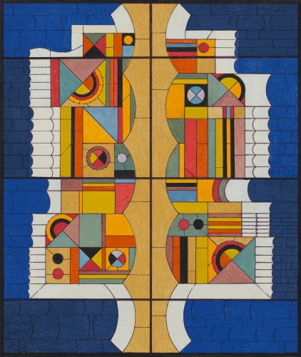 Sketch for the stained glass window “Feast” (Kyiv, Ukraine), 1988, Gouache on paper, 34х28,8